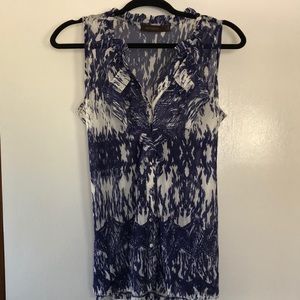 Blue and white graphic print tank